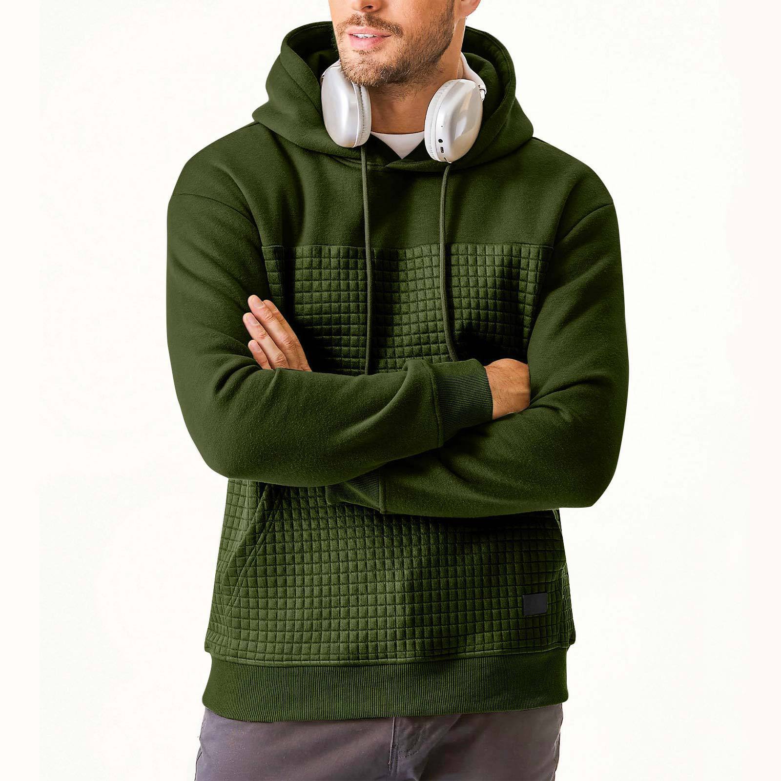 Fall/Winter Men's Waffle Colorblock Hoodies 7