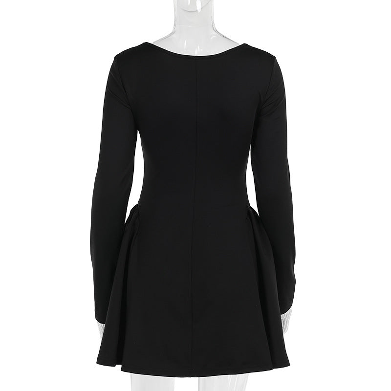Women Fall Puffy Long Sleeve Bodycon Dress 7
