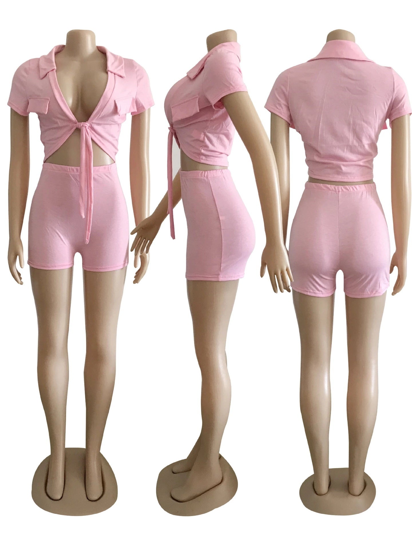 Women's Clothing Sexy Solid Color Lace-Up Suit 22