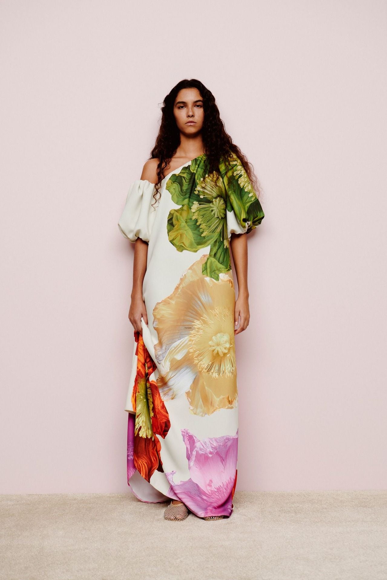 Women Spring/Summer Slash Shoulder Print Casual Holiday Dress 16