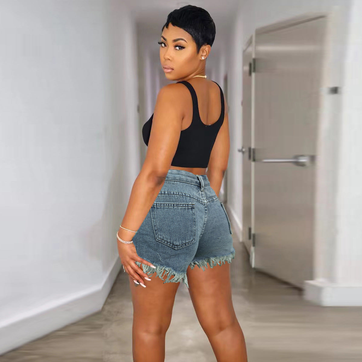 Ripped Tassel Fashion Women's Denim Shorts 3