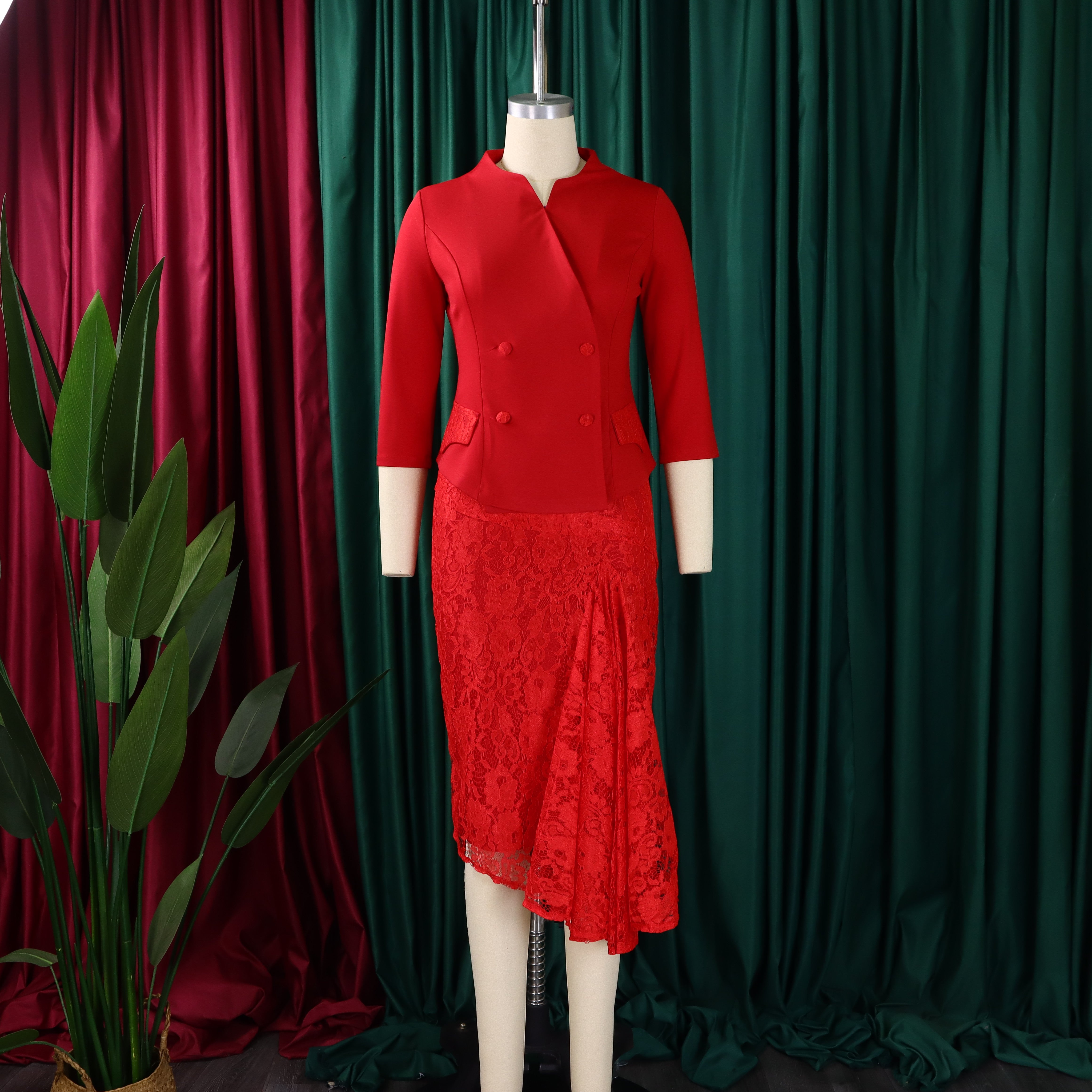 Women Spring Lace Patchwork African Dress 11