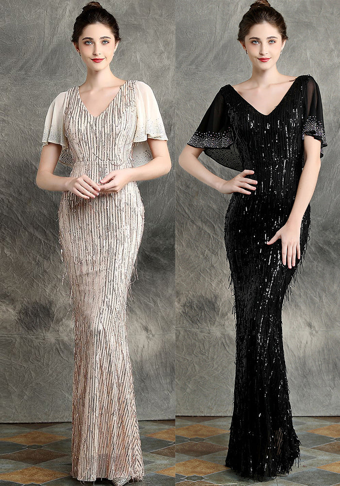 Fringed Sequin Fishtail Formal Party Elegant Chic Evening Dress for Formal Parties