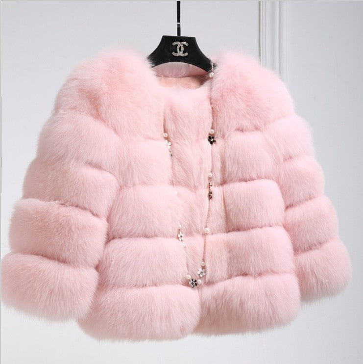 Women's Cropped Long Sleeve Fur Faux Fur Coat 49