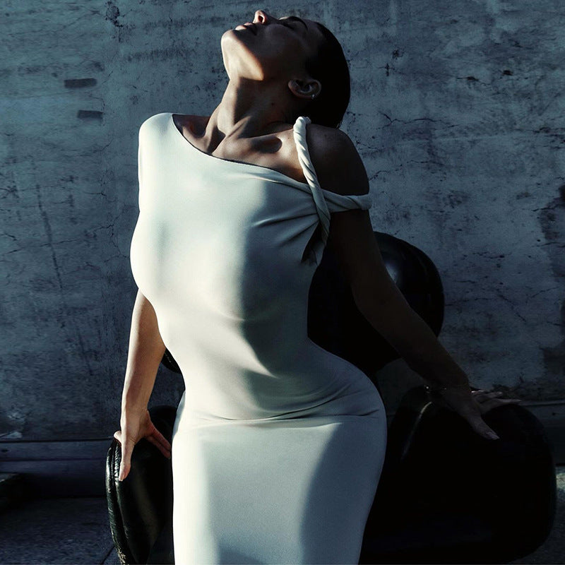 Women Summer Slash Shoulder Dress 13