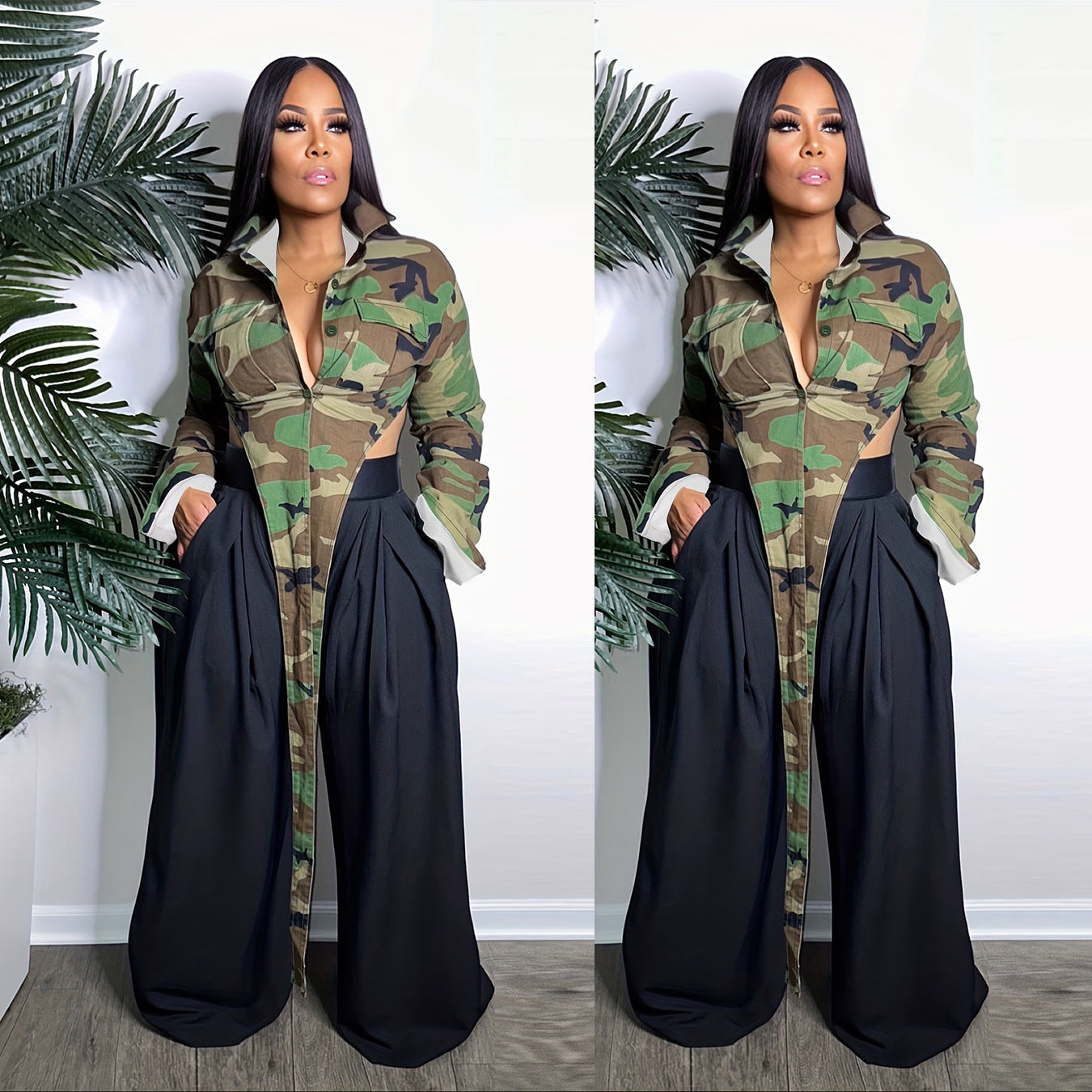 Women Camo Print Casual Jacket 5