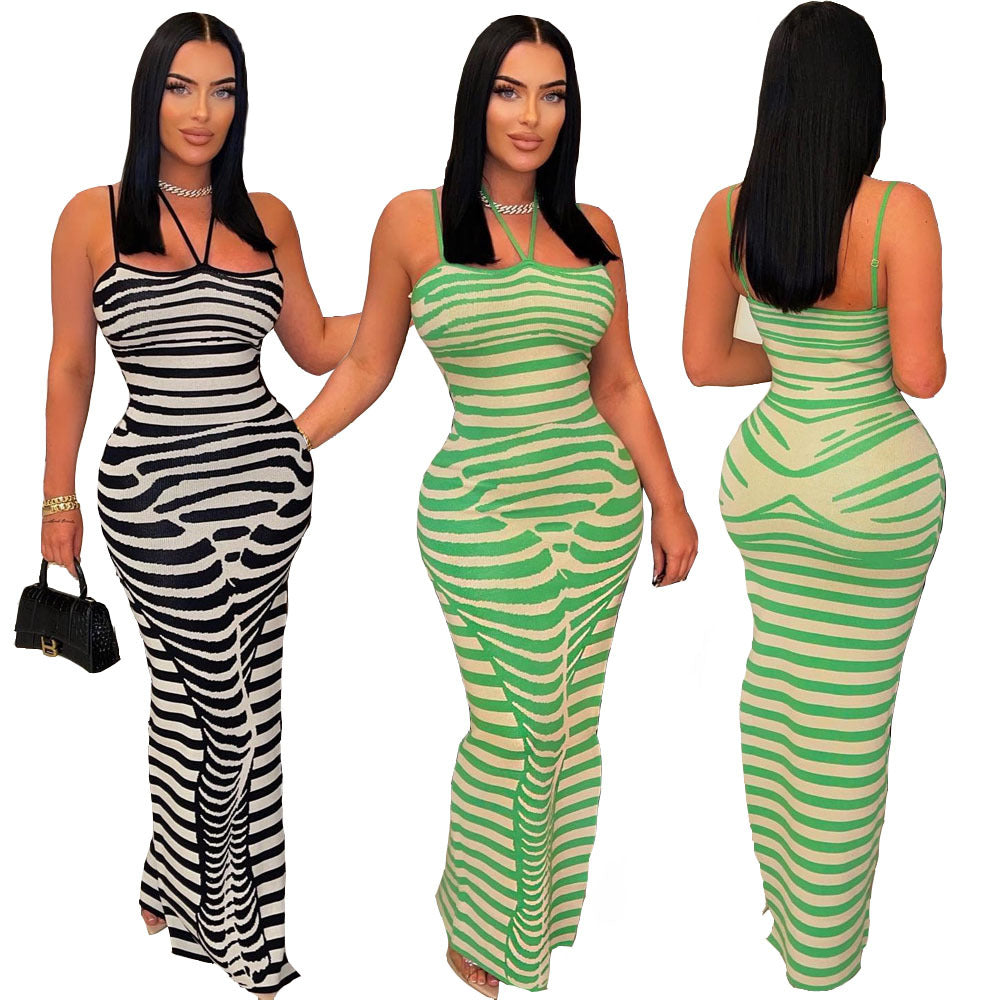 Women Ribbed Print Maxi Dress 7