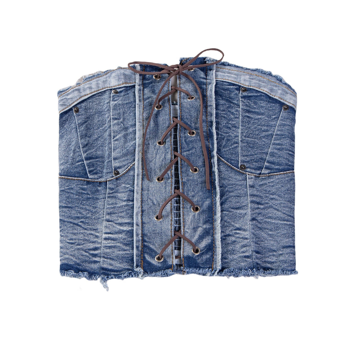 Women Sexy Off Shoulder Elastic Denim Crop Strapless Top 13