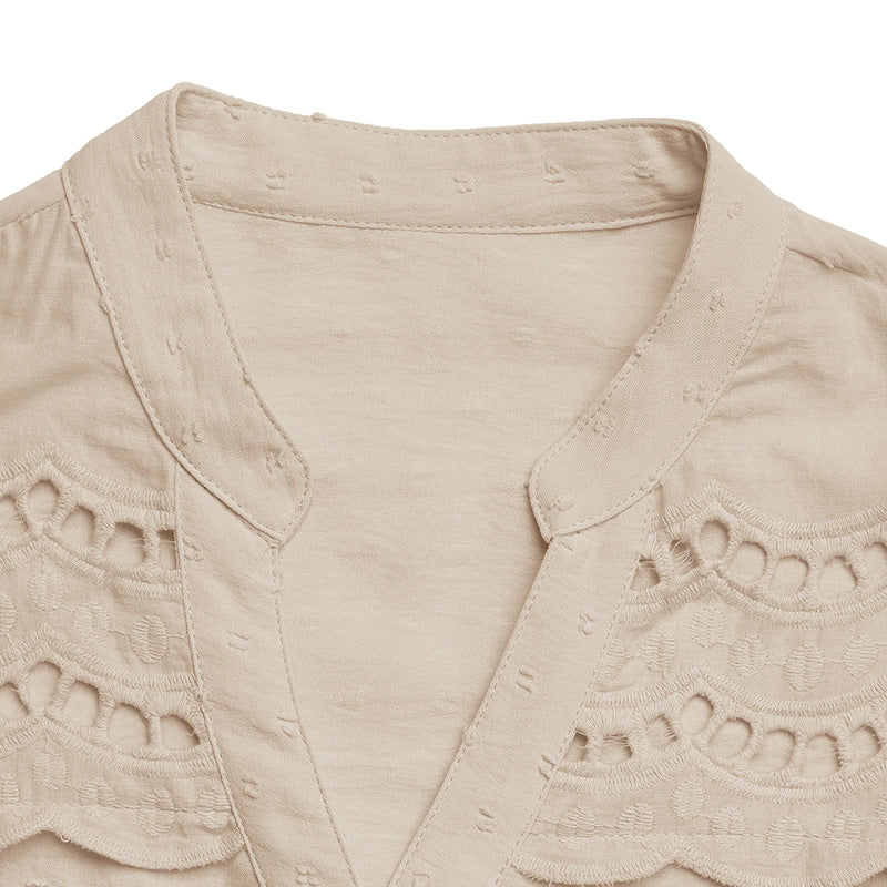 Women Summer Lace Patchwork Ruffle Sleeve Top Shirt 9