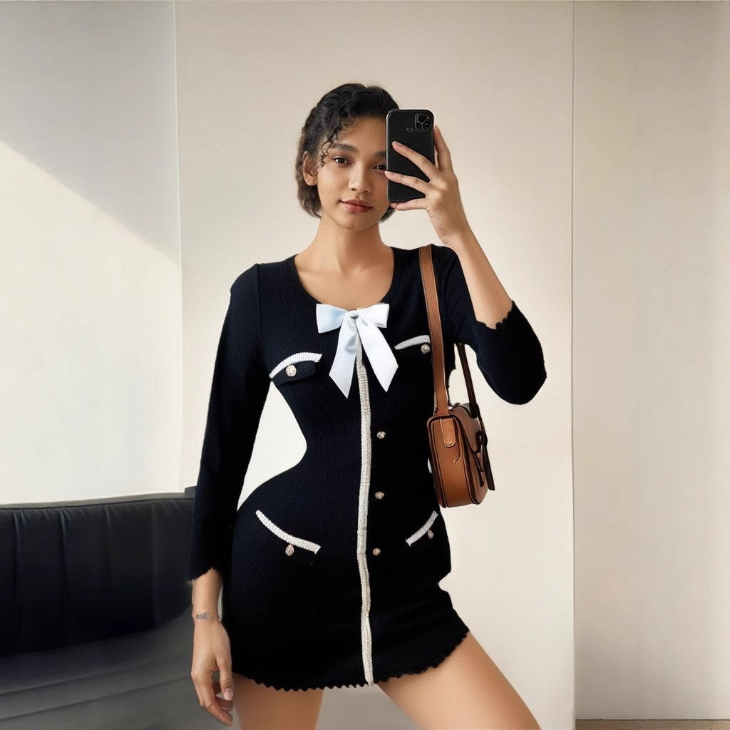 Chic Fashion Knit Long-Sleeve Bodycon Women's Dress 17