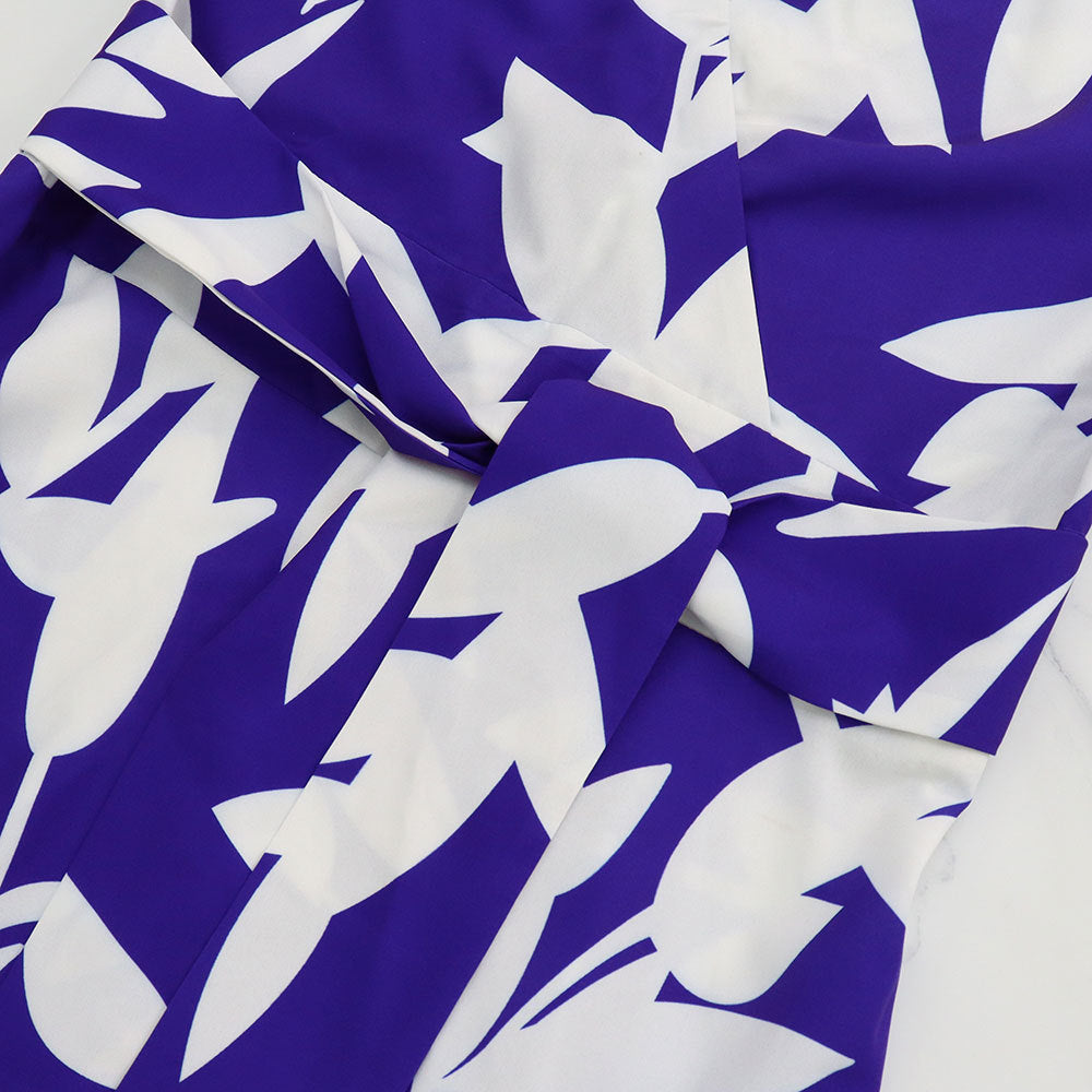 Women Chic V Neck Tie Elegant Print Ruffle Edge Long Skirt 8