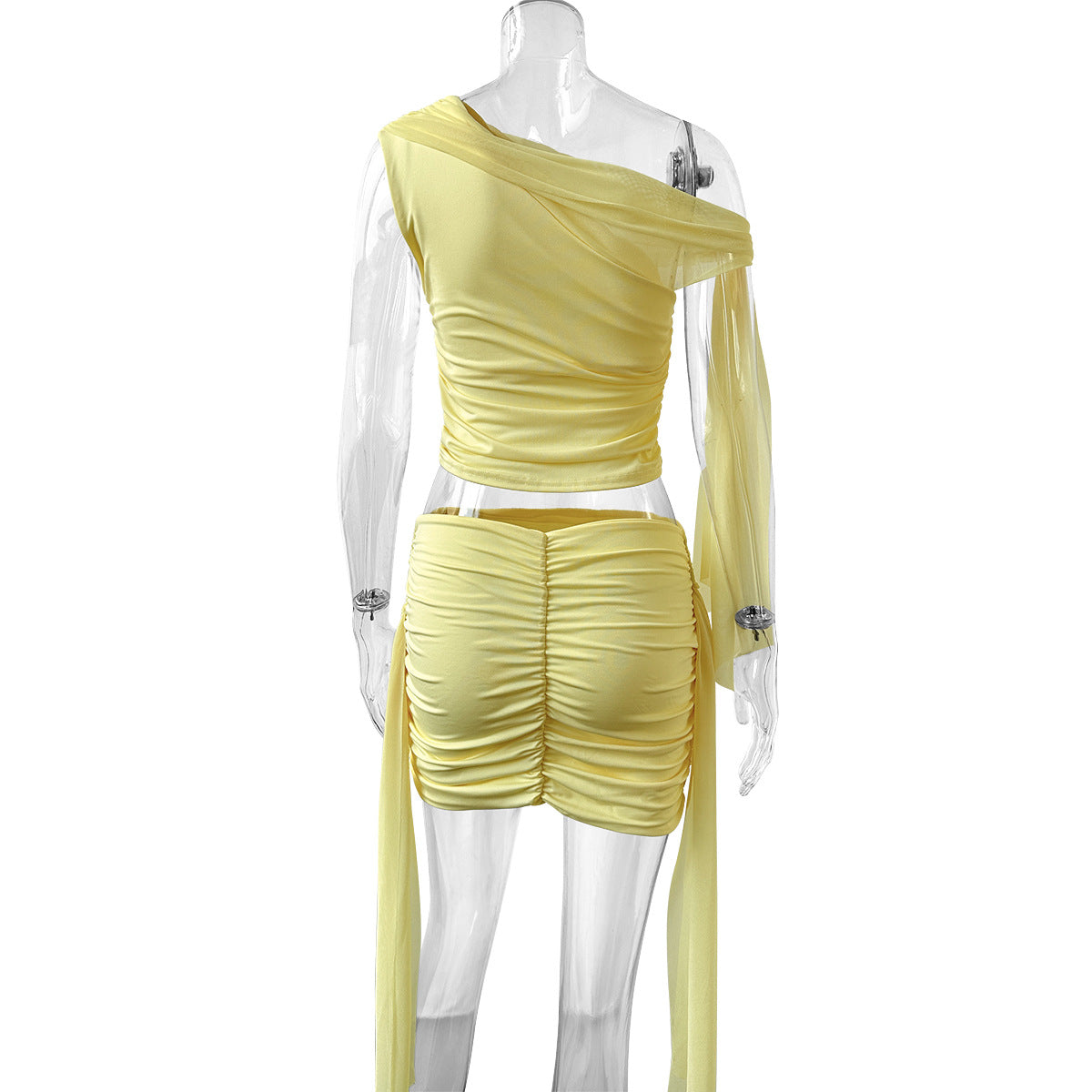 Women sexy top and pleated mesh skirt two-piece set 11