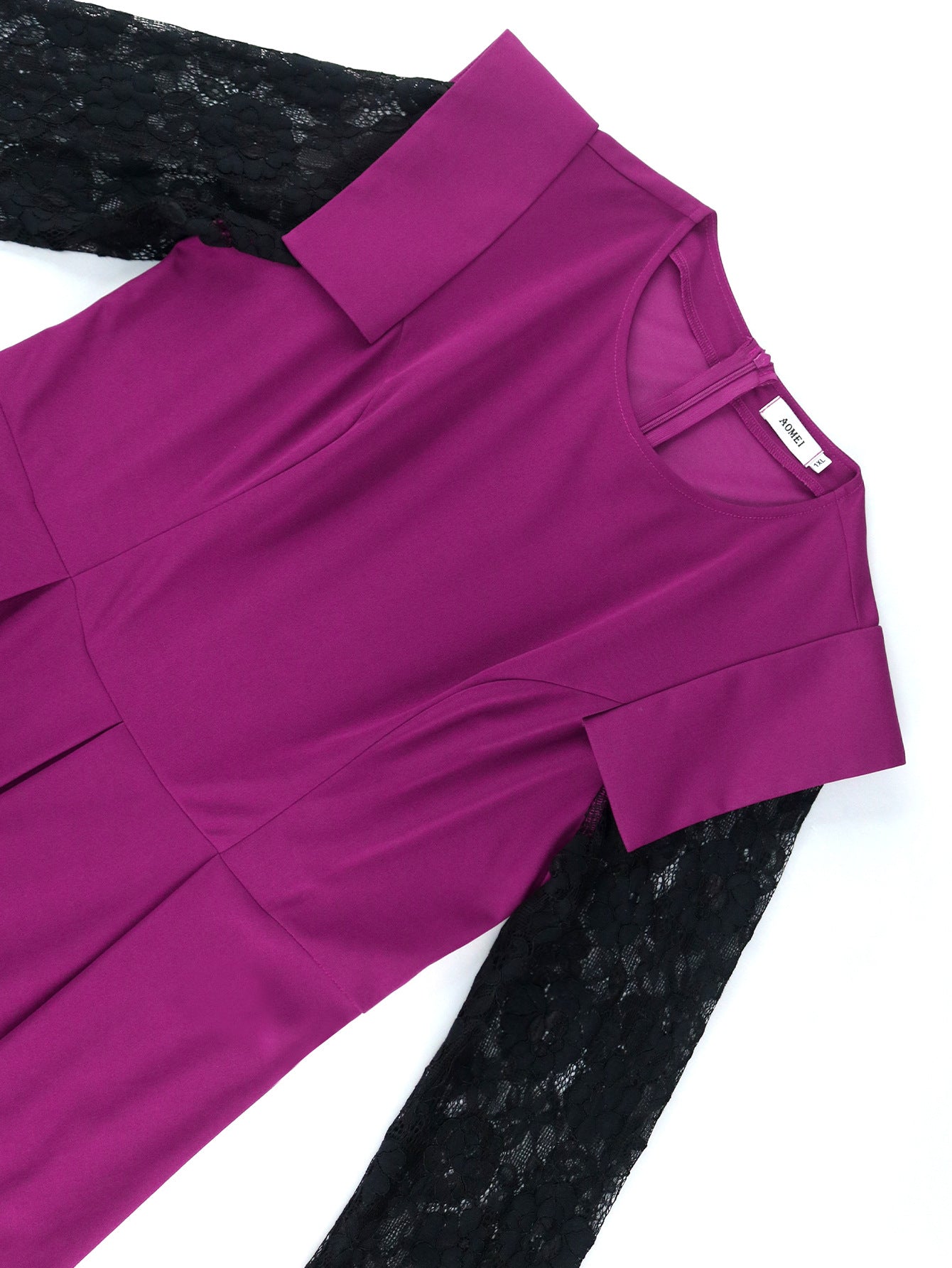 Lace Sleeves High Waist A-Line Dress 6