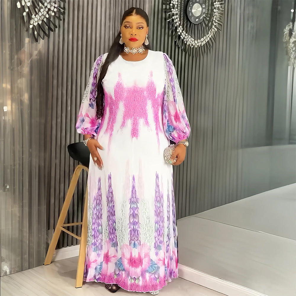 Muslim Print Chiffon Plus Size Women's Long Dress 3