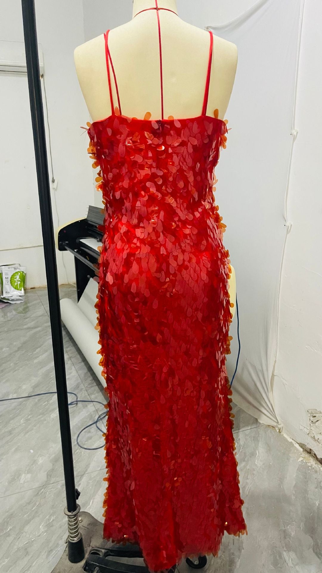 Women New Sexy Irregular Sequin Halter Neck V-Neck Maxi Dress 9