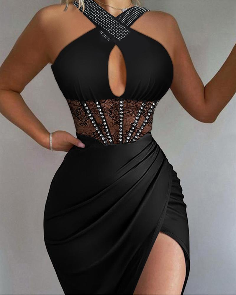 Women sexy cross hollow dress 3
