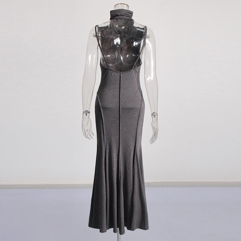 Chic Elegant Spring Stand Collar Sleeveless Comfortable Pleated Dress 7