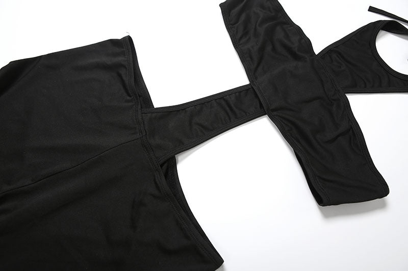 Women Fall Sexy Halter Neck Solid Jumpsuit 12