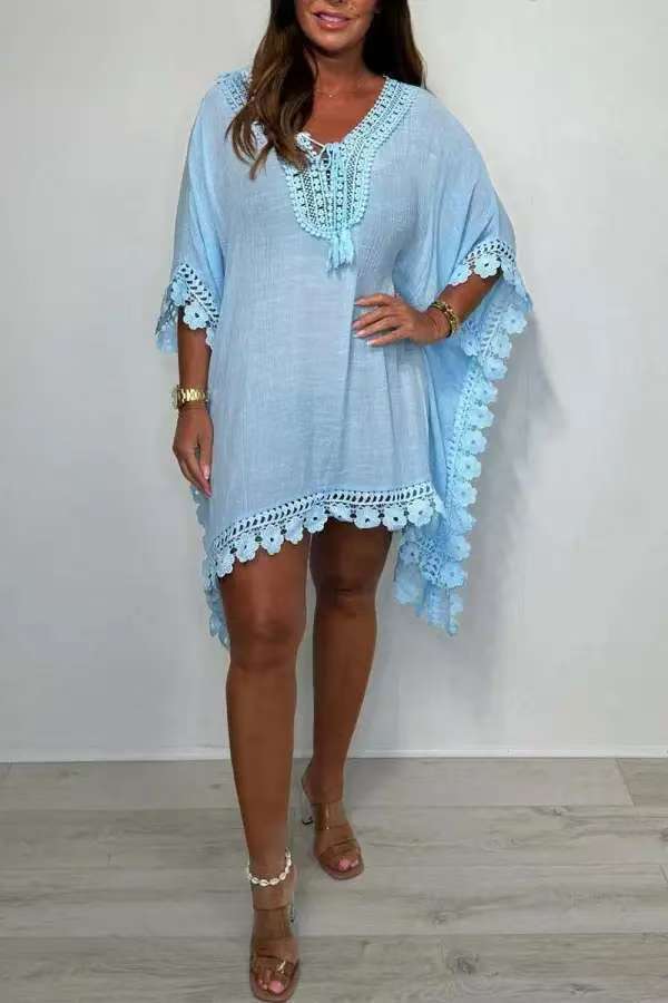 Women Bat Sleeves hollow casual dress 3