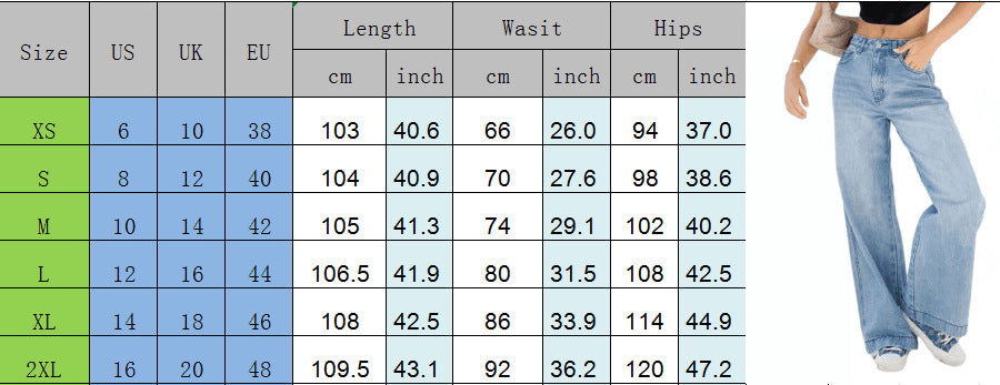 High Waist Loose Wide-Leg Women's Denim Pants 8