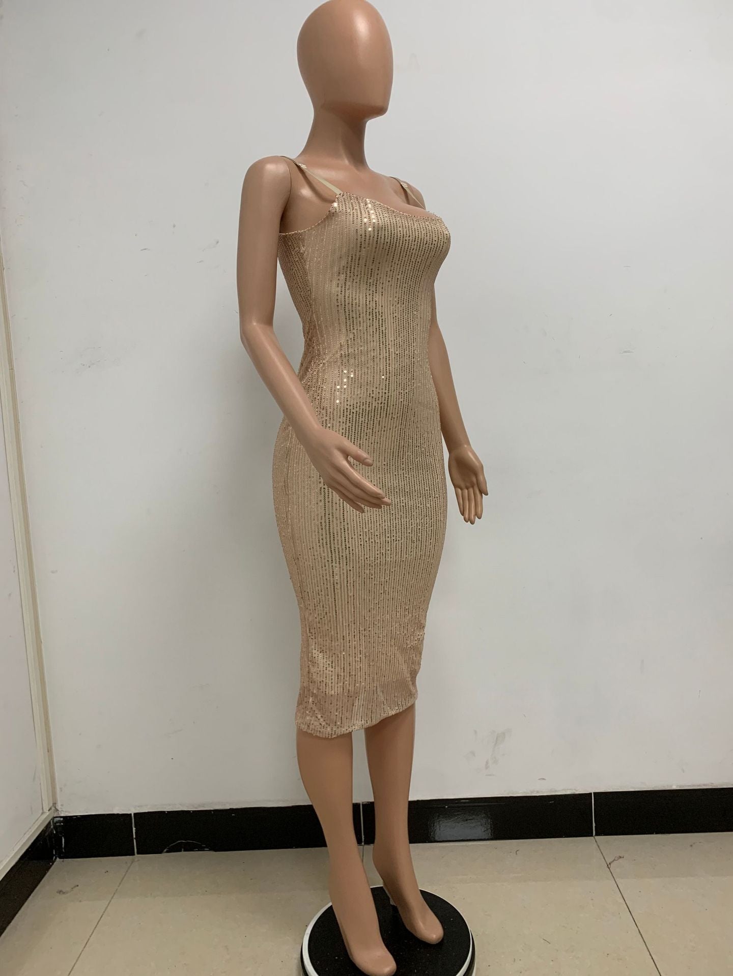 Summer Women's Sleeveless Low Back Straps Sequin Party Dress 81