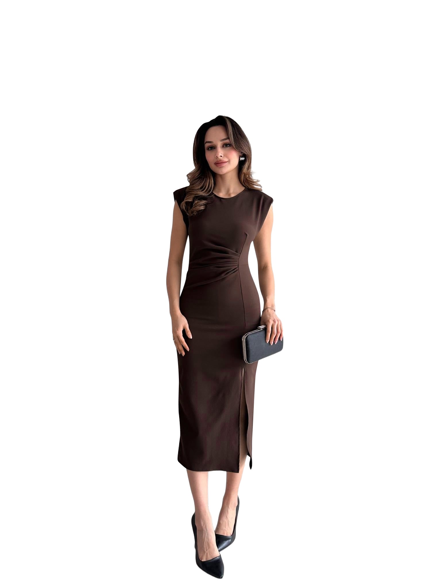 Solid Color Sleeveless Elegant Midi Dress 4