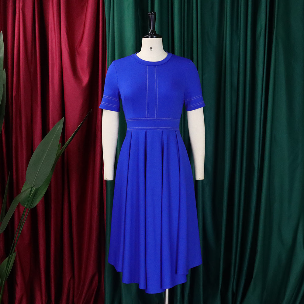 Plus Size Women's Summer Chic Elegant Oversized A-Line Short Sleeve Dress 14