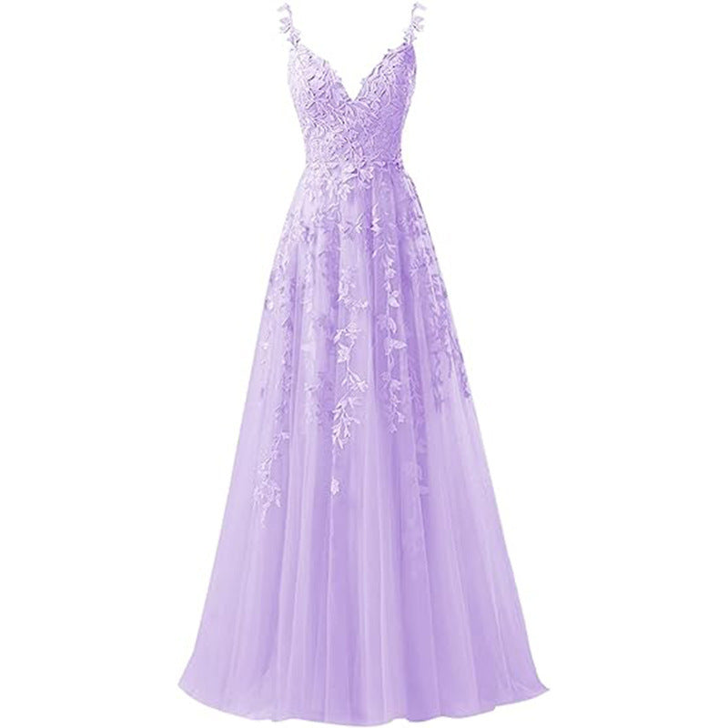 Women suspender tulle lace applique party ball evening dress（Processing time need 3-6 days） 13