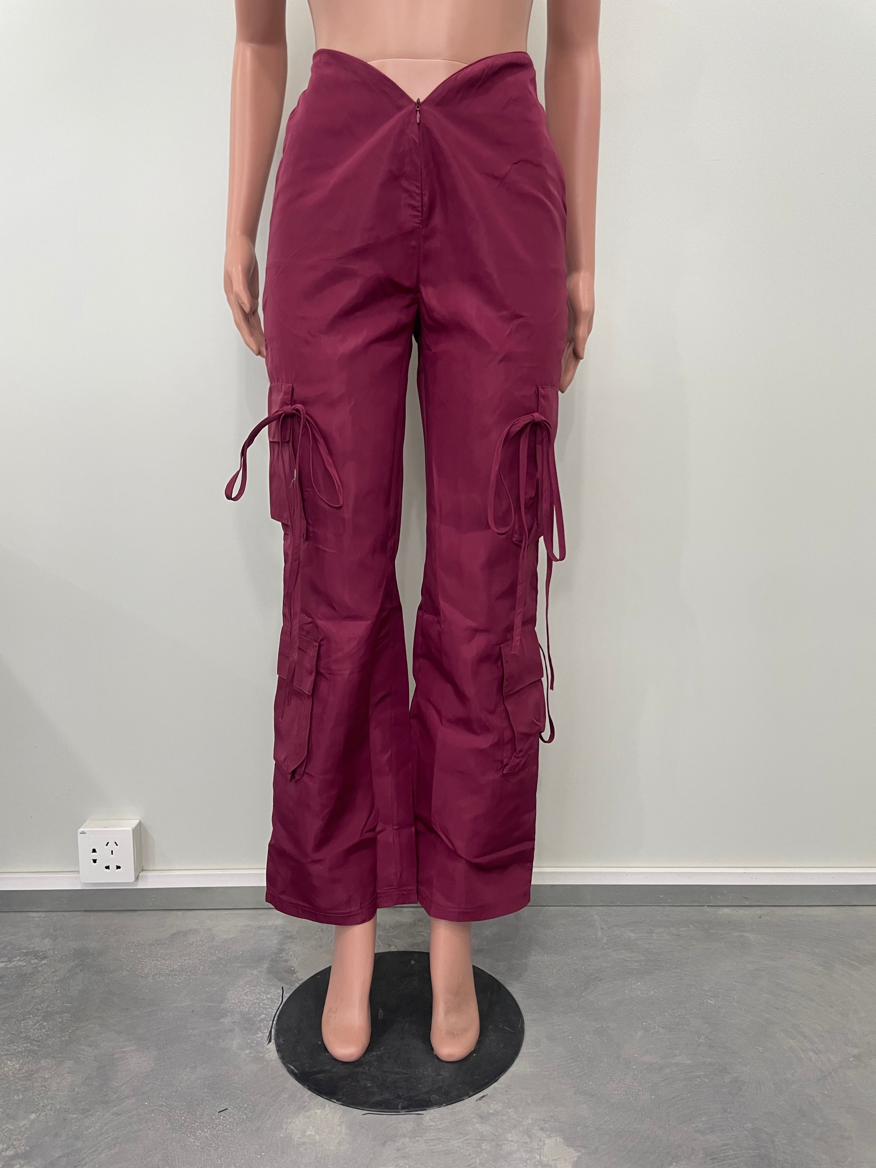 Women's Zip Lace-Up Solid Green Casual Trousers 11