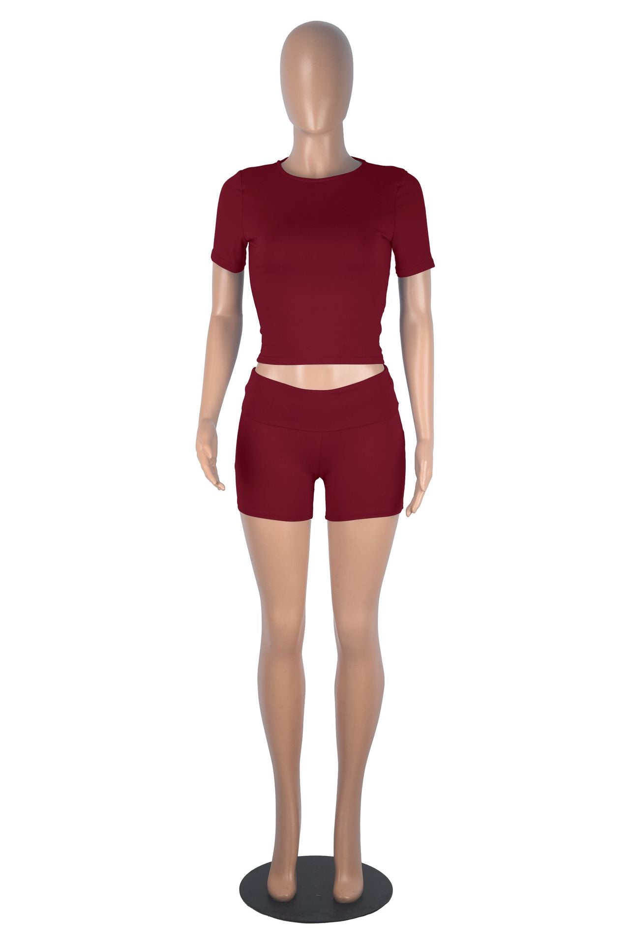 Women short-sleeved round neck top and shorts two-piece set 18