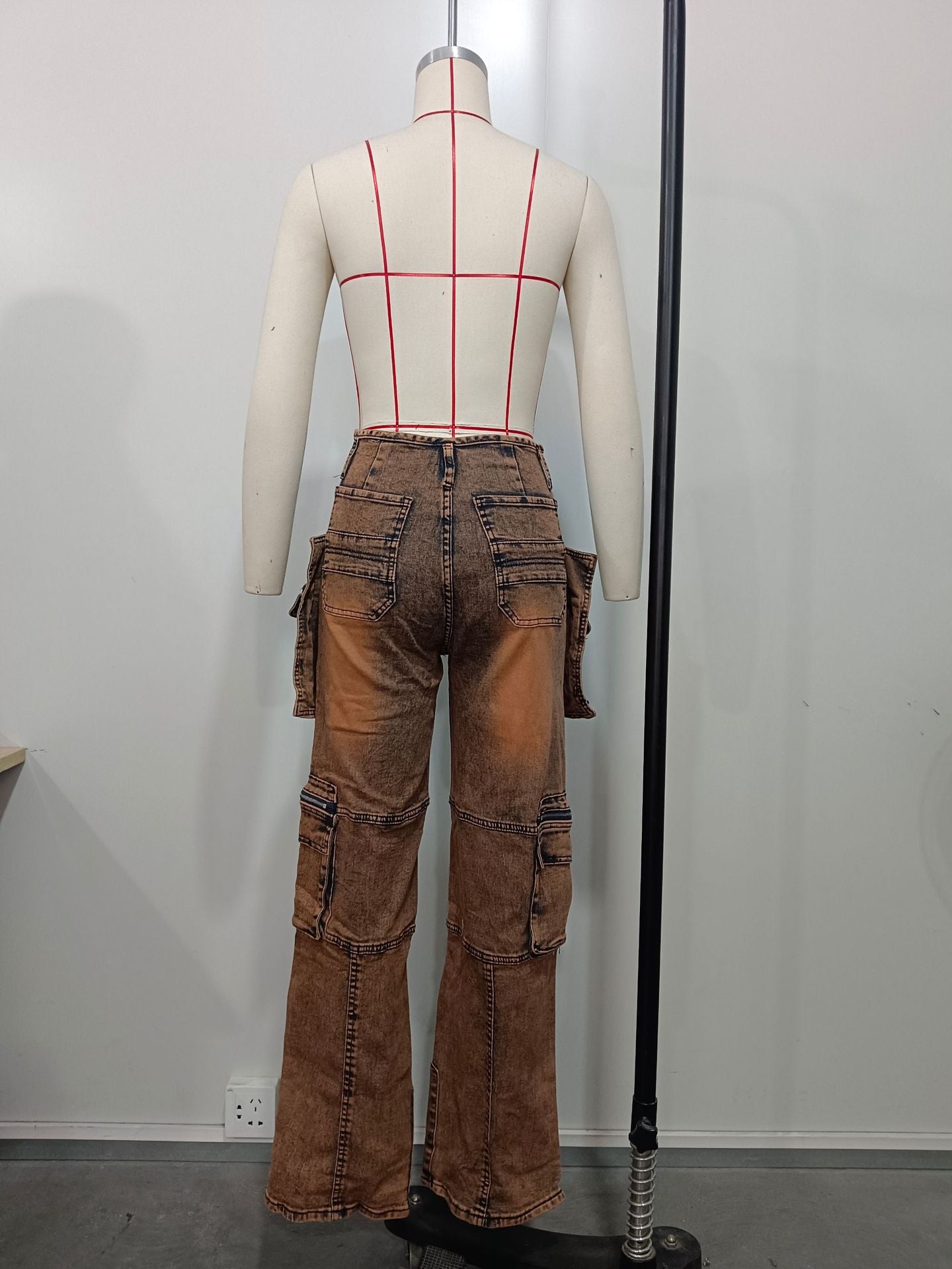 Stylish Casual Patchwork Multi-Pocket Denim Pants 20