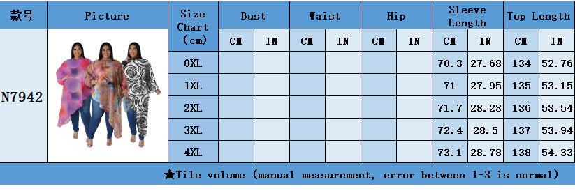 Plus Size Women Long Sleeve Round Neck Sexy Printed Chiffon Top 9