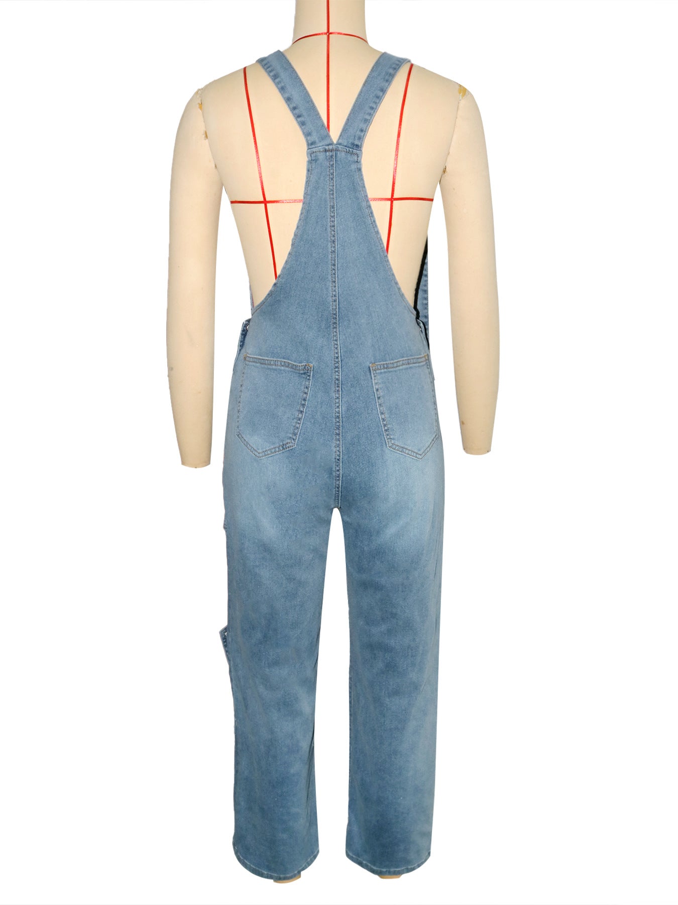 Women's Loose High-Waist Wide-Leg Denim Overalls Jumpsuit 7