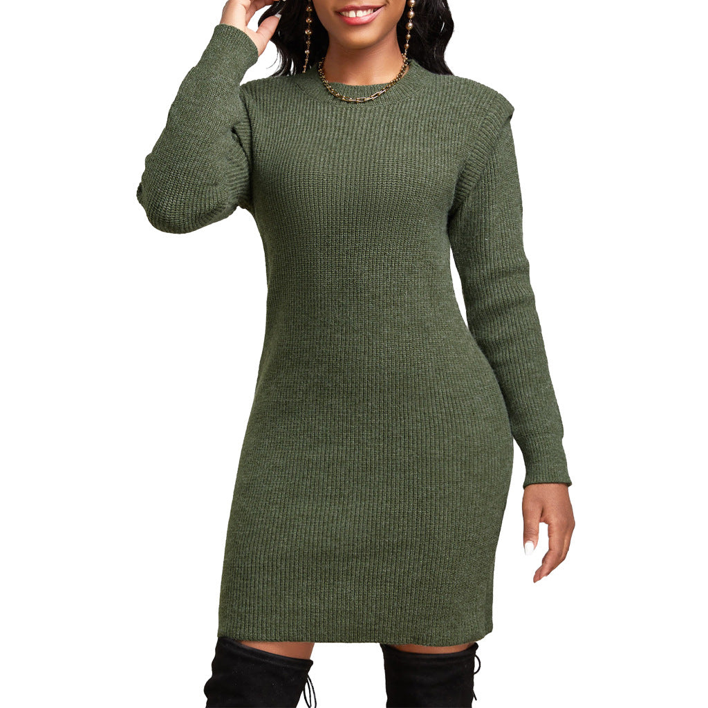 Sexy Fashion Solid Color Round Neck Women's Dress 8