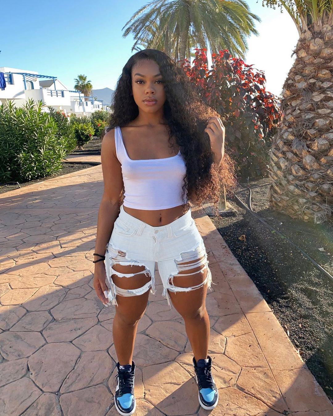 Women Spring and Summer Ripped Denim Shorts