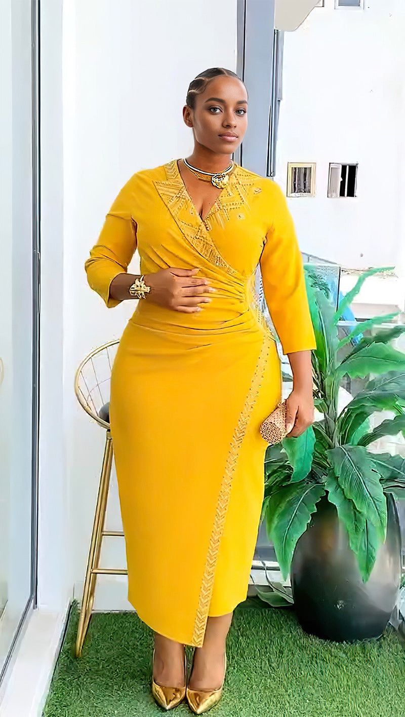 Plus Size African Style Beaded Party Evening Dress 4