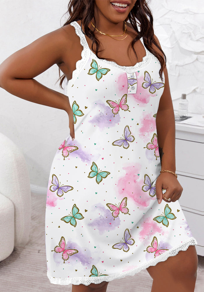 Butterfly Print Strap Dress