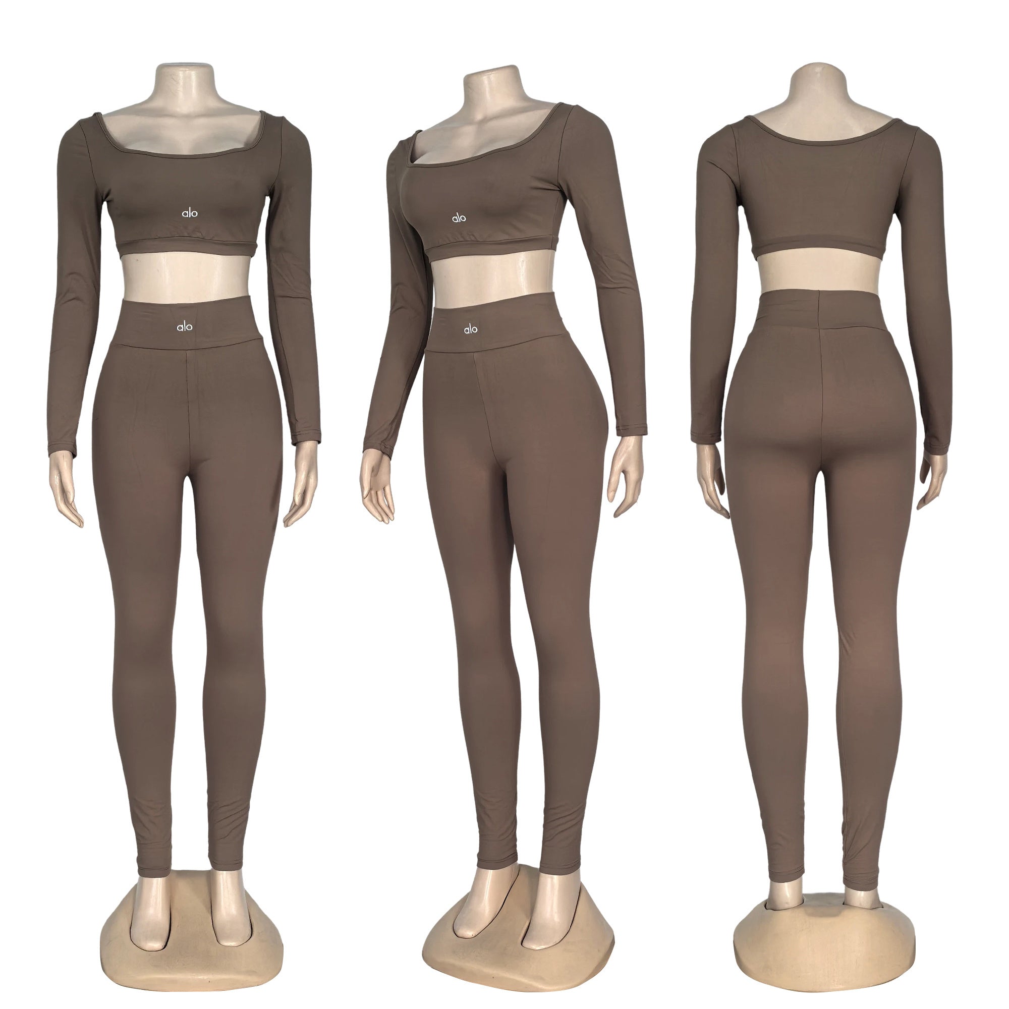 Women's Autumn Fashion Letter High Waist Solid Color Sport Yoga Pants Set 5