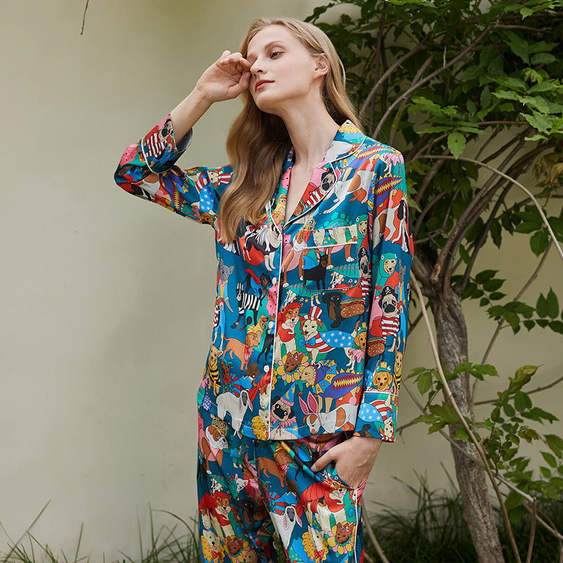 Halloween Dog Women's Pajamas Spring And Autumn Long Sleeve Printed Casual Homewear Set 3