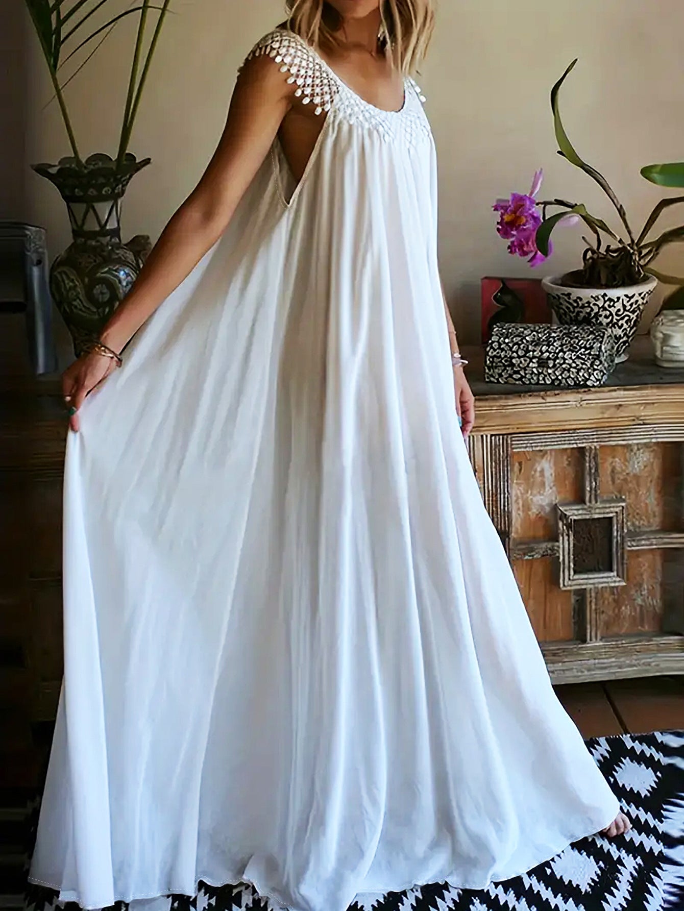 Summer Round Neck Sleeveless Loose Maxi Dress 4