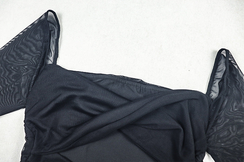 Women Cutout Pleated U-Neck Long Sleeve Solid Bodycon dress 13