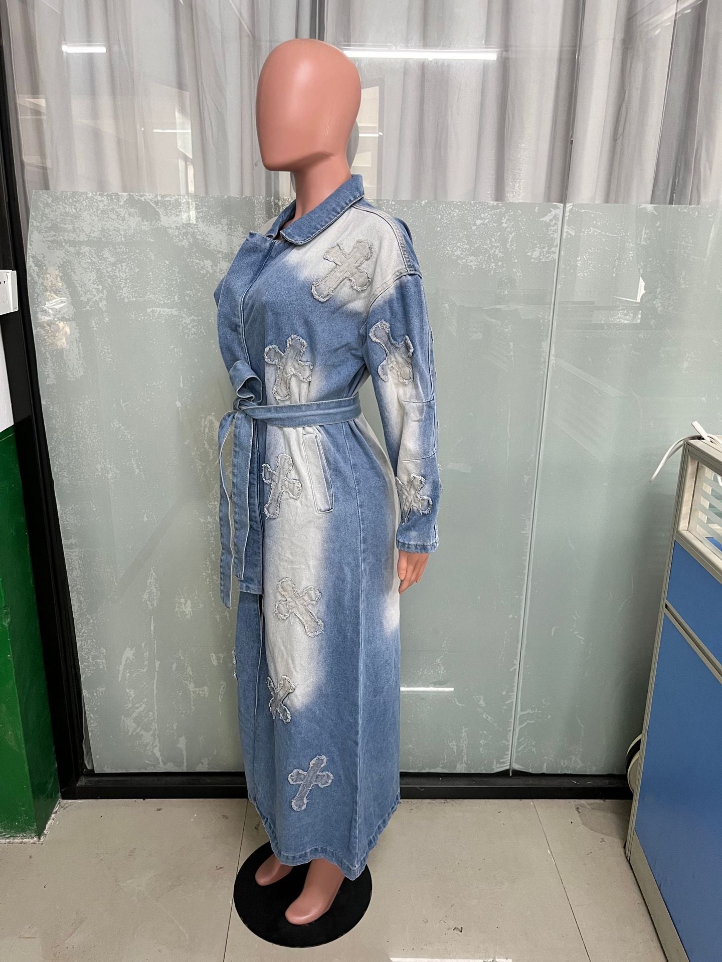 Women Cross Embroidered Denim Jacket 8