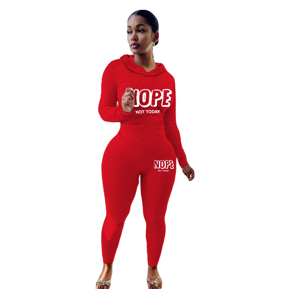 Plus Size Women's Sexy Fashion Printed Sports Two-Piece Pants Set 19