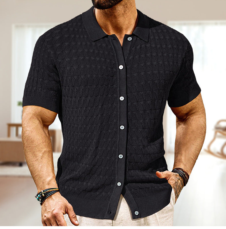 Men's Spring and summer knitting short-sleeved polo top 4