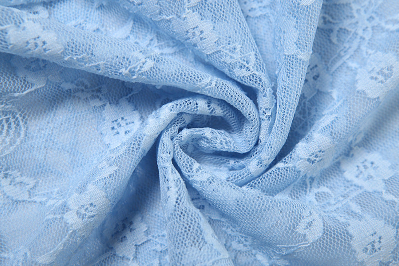 Women Spring Sexy See-Through Hollow Jacquard Long Sleeve Lace Jumpsuit 16