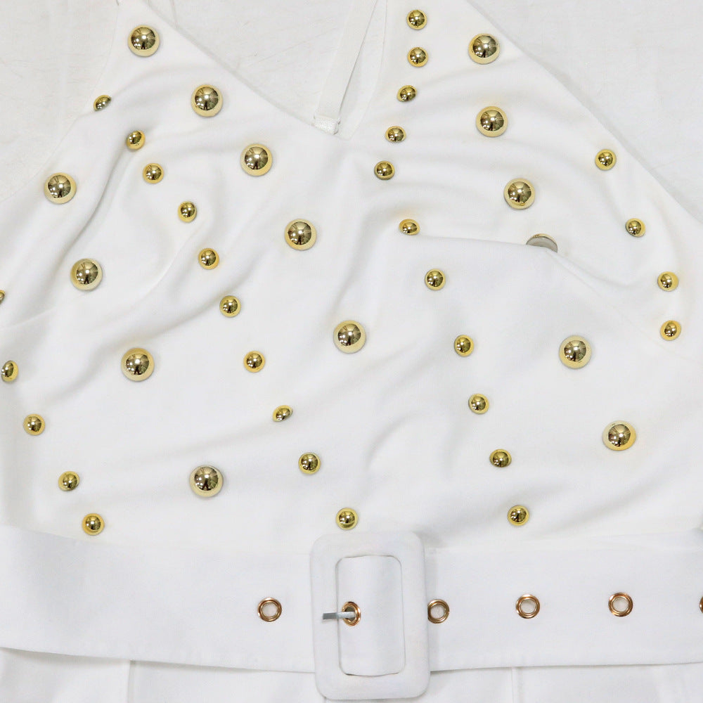 Women's Style Fashionable Solid Color Jumpsuit Slim One Shoulder One Piece Wide Leg Pants 28