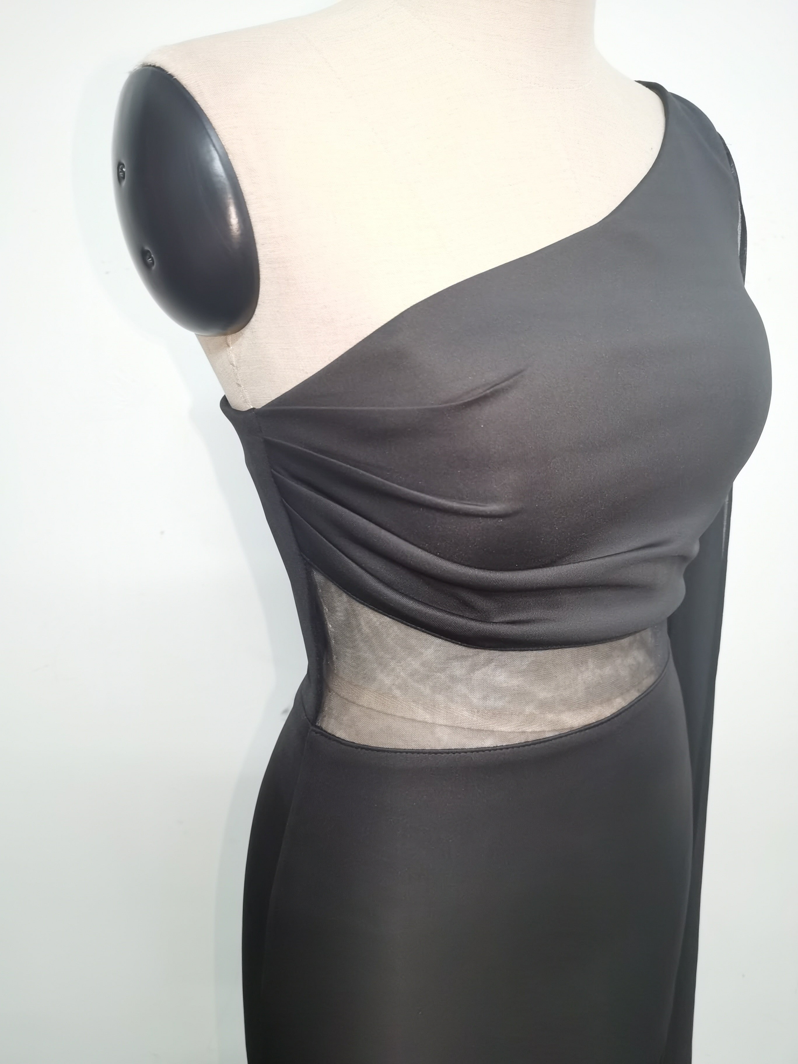 Women One Shoulder Slant Back Patchwork Mesh Formal Party Evening Dress 26