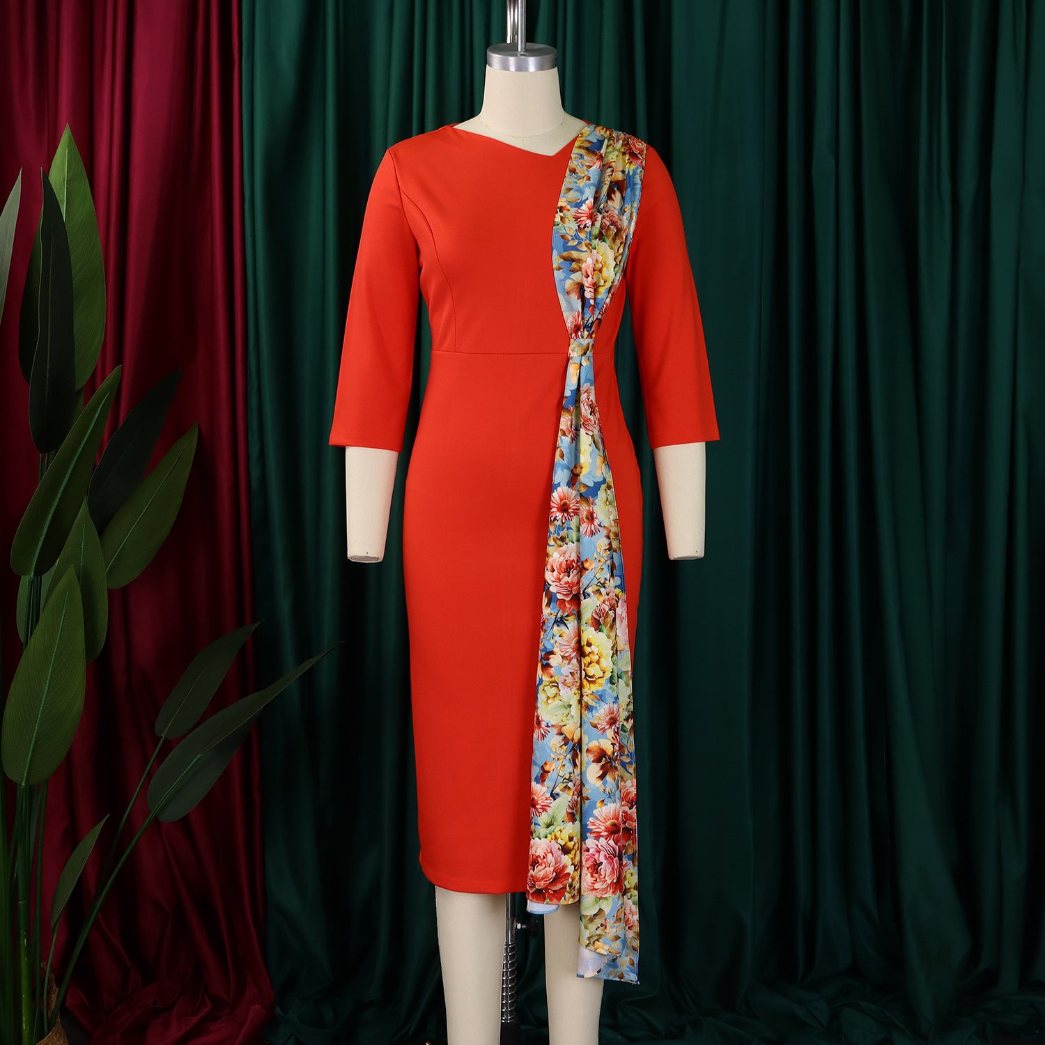 Plus Size Women's Chic OL Elegant Patchwork African Dress 13