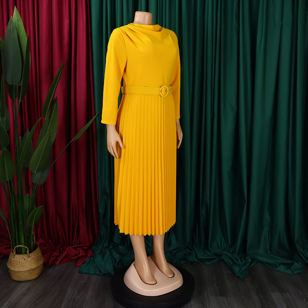 Women's Fashion Chic Elegant Pleated Elegant Solid Color Plus Size Dress 19