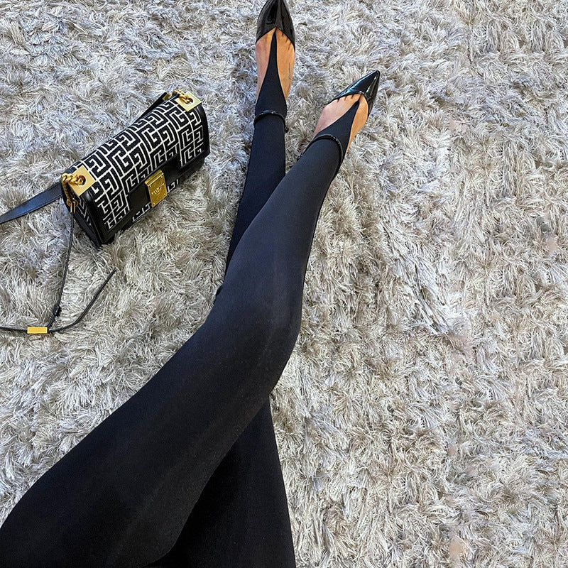 Foot-Legging High-Waist Gray Black Tight Fitting Slim Fit Stretchy Pants 3